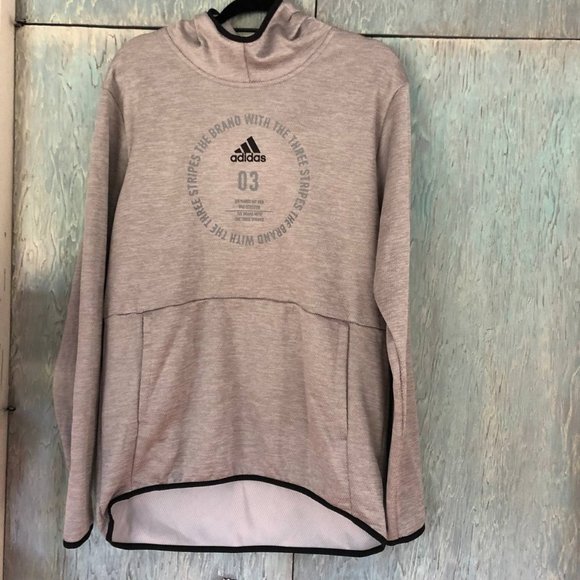 Adidas Hoodie 03  Hooded Sweatshirt  Grey Long Sleeve Men’s Size L - Picture 2 of 16